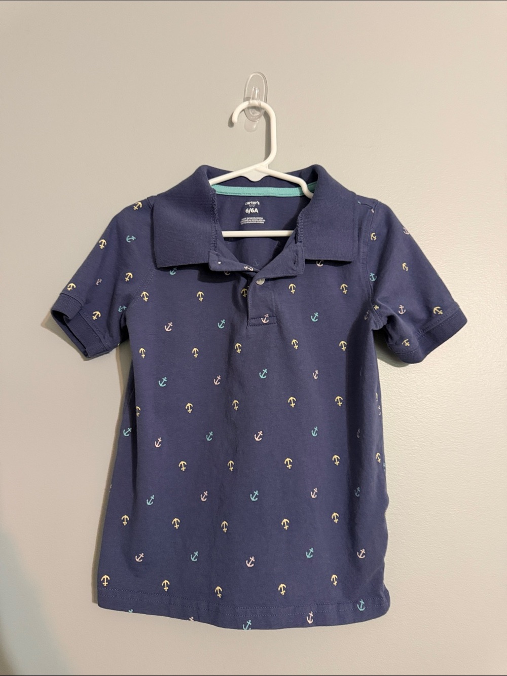Carter's Navy Polo with Tiny Anchor Print
